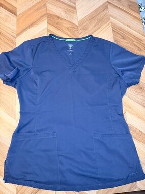 Granite Grey Healing Hand’s V-neck Medical Scrub Top with Front Pockets